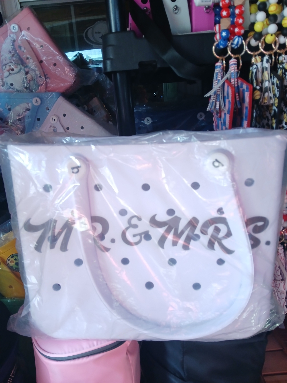 "Mr. & Mrs." White Medium Bogg like bag.
